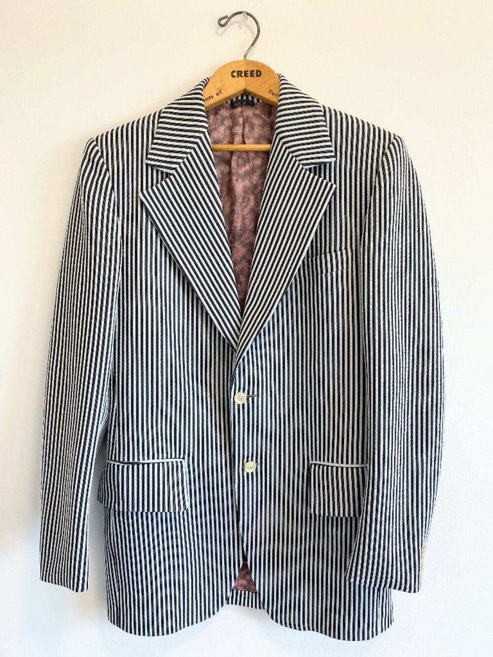 Vintage Black + White Seersucker Sport Coat/Blazer / 70s